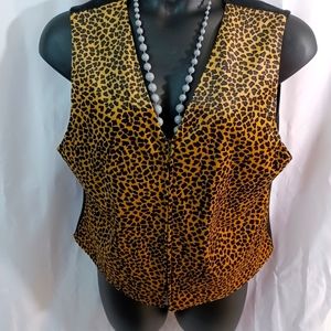 Vintage Style Studio, Golden Brown and Black Leopard Vest, Size: L